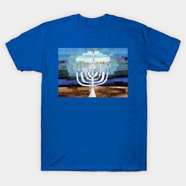 Fully Lit Menorah Collage T-Shirt by cajunhusker